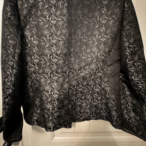 Le Suit Women’s Blazer Jacket silver floral print single breastedSize 10 petite - Picture 9 of 10